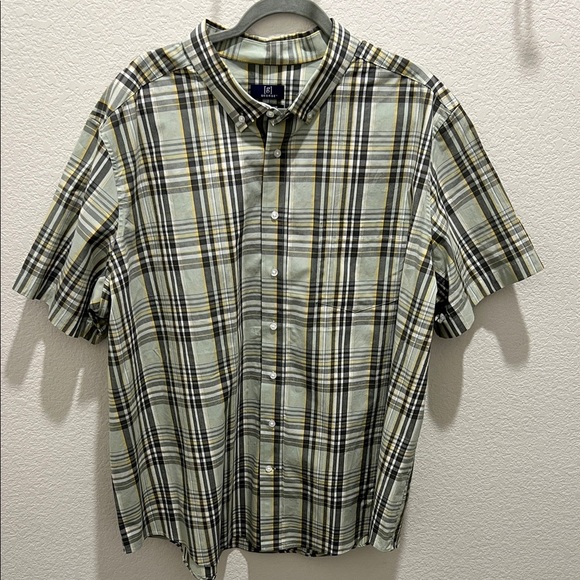George Men's Plaid Button Down Shirt - Green, Yellow - Picture 1 of 4